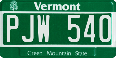 VT license plate PJW540