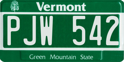 VT license plate PJW542