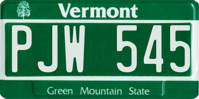 VT license plate PJW545