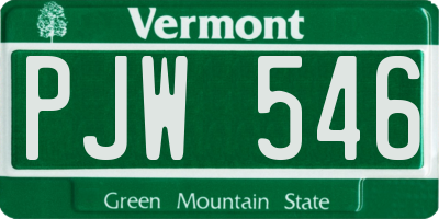 VT license plate PJW546
