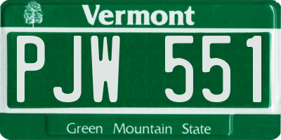 VT license plate PJW551