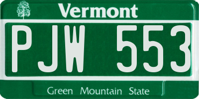 VT license plate PJW553