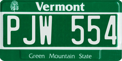 VT license plate PJW554