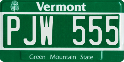 VT license plate PJW555