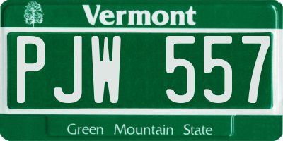 VT license plate PJW557