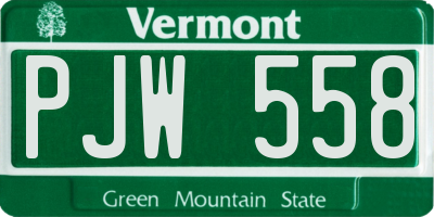 VT license plate PJW558