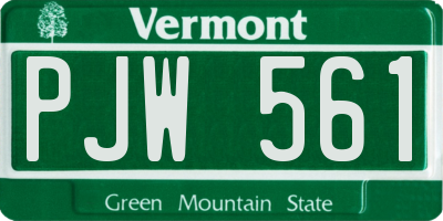 VT license plate PJW561