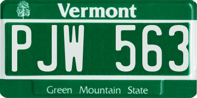 VT license plate PJW563