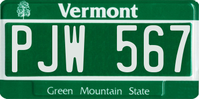 VT license plate PJW567