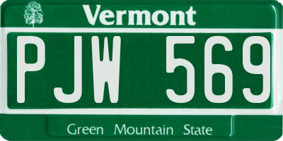 VT license plate PJW569