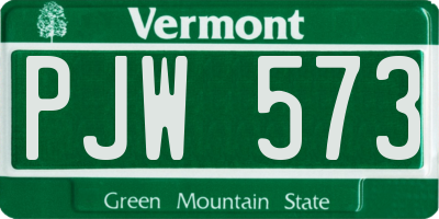 VT license plate PJW573