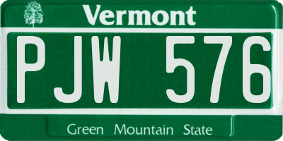 VT license plate PJW576