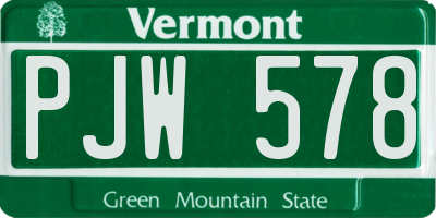 VT license plate PJW578