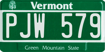 VT license plate PJW579
