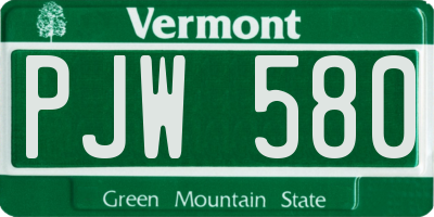 VT license plate PJW580