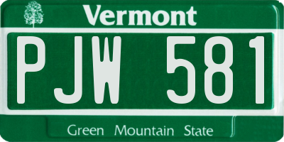 VT license plate PJW581