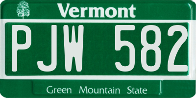 VT license plate PJW582