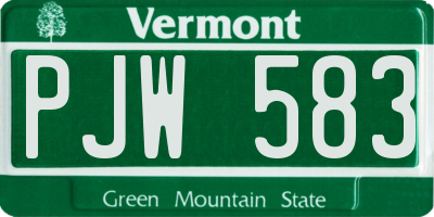 VT license plate PJW583
