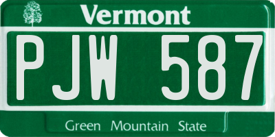 VT license plate PJW587