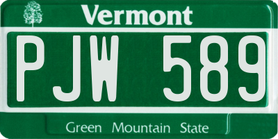 VT license plate PJW589