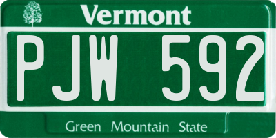 VT license plate PJW592