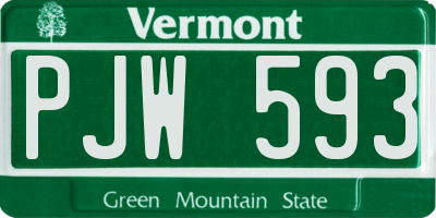VT license plate PJW593