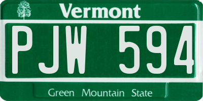 VT license plate PJW594