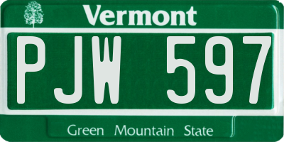VT license plate PJW597