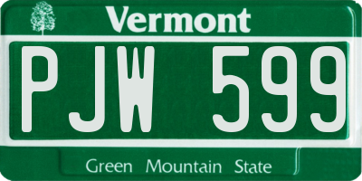 VT license plate PJW599