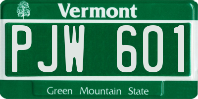 VT license plate PJW601