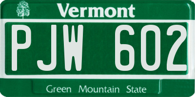 VT license plate PJW602
