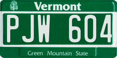 VT license plate PJW604