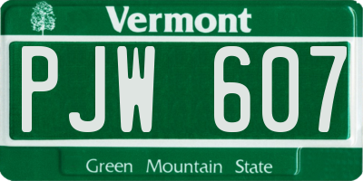 VT license plate PJW607