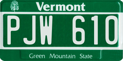 VT license plate PJW610