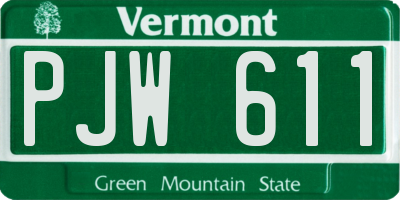 VT license plate PJW611