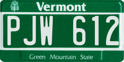 VT license plate PJW612