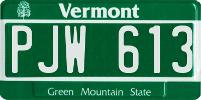 VT license plate PJW613
