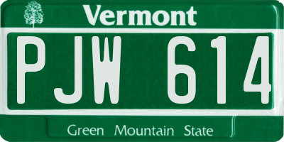 VT license plate PJW614