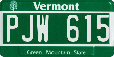 VT license plate PJW615