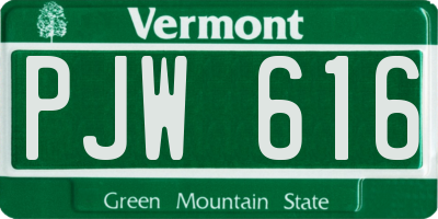 VT license plate PJW616