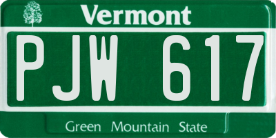 VT license plate PJW617