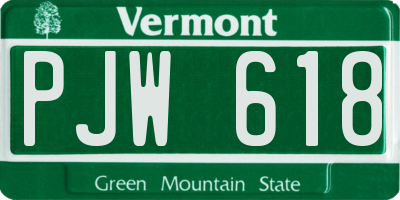 VT license plate PJW618