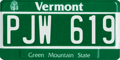 VT license plate PJW619