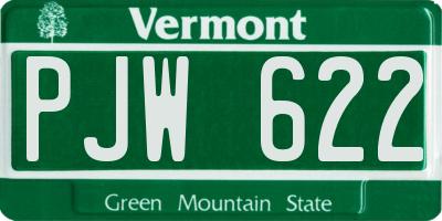 VT license plate PJW622
