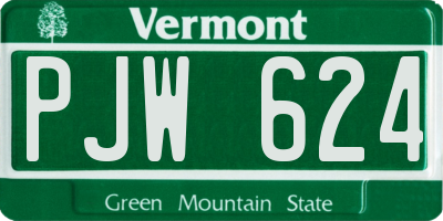 VT license plate PJW624