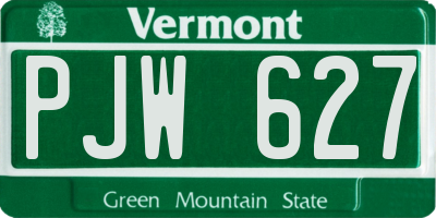 VT license plate PJW627
