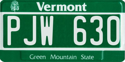 VT license plate PJW630