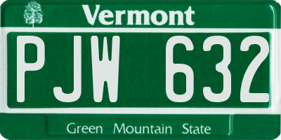 VT license plate PJW632