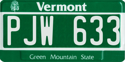 VT license plate PJW633