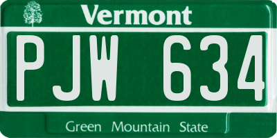 VT license plate PJW634